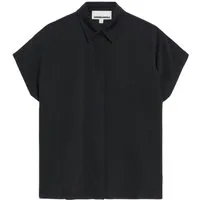Armedangels Kurzarmbluse schwarz,Basic,Viskose,Unifarben,Hemdblusenkragen,Kurz,Regular Fit