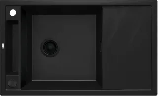 Neuesbad 1-Becken mit Abtropffläche Spüle 820X500X219MM, mit FITTING, Schwarz Granit NB1DEZRMN1131