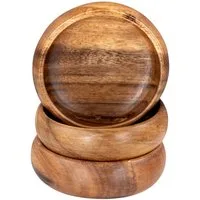 Levandeo® Dekoteller, 3er Set Snackschale Holz Akazie Ø10cm Design Dip Schale Obstschale