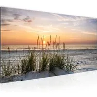 Runa Art XXL-Wandbild Natur Landschaft Bild Wohnzimmer Schlafzimmer Deko 043712a 100x40 cm, Sonnenuntergang, Ostsee Nordsee Dekoration Landhaus