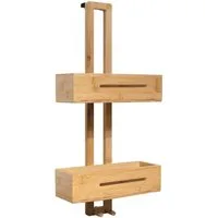 Schulte Duschkorb Duschablage aus Bambus 2 Etagen, inkl. Halter für Duschabzieher und Handtuch, belastbar bis 5 KG