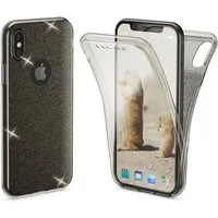 Nalia Smartphone-Hülle Apple iPhone X Apple iPhone XS 14,7 cm (5,8 Zoll), 360 Grad Glitzer Silikon Hülle / Rundumschutz Cover / Glitter Etui