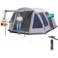 Skandika Tunnelzelt Folldal 5 Air Protect, Luftzelt mit eingenähtem Zeltboden, wasserdicht, Personen: 5 (Moskitonetz an den Eingängen und an der Schlafkabine), aufblasbares Zelt, 5000 mm Wassersäule, inkl. Pumpe, UPF 30+