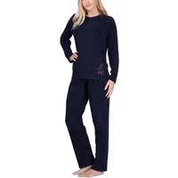 Moonline Pyjama Damen Frottee-Schlafanzug mit Motivdruck
