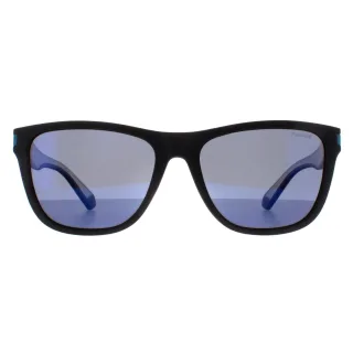 Polaroid Square Unisex Matt Schwarz Blau Blau Spiegel Polarisiert PLD 2138/S
