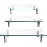 Melko Monitor-Halterung TV Aufsatz Monitorerhöhung Bildschirmerhöhung Klarglas Optik Tisch, (Stück, Sicherheitsglas)