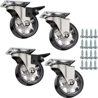 SO-TECH® Möbelrolle Lenkrollen RAPID inkl. Schrauben, belastbar bis 35 kg / St., (Set, 4-St), Durchmesser 50 mm, schwarz, mit / ohne Bremse / Feststeller