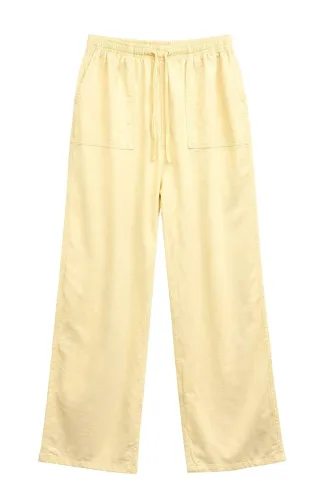 Hose mit geradem Bein aus Baumwolle in mittlerer Taille mit Bindebandverschluss