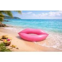 Markenwarenshop-Style Aufblasbare Schwimmfigur XXL aufblasbare Lippen Pink 118cm Lang 8719831320622