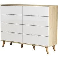 OTTO home Kommode, mit glänzenden Fronten, Griffmulden, helles Holzdekor, Breite 120 cm
