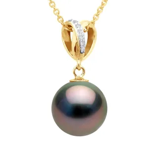 Anhänger Double Knot Gelbgold - echte Tahiti-Zuchtperle rund 10-11 mm