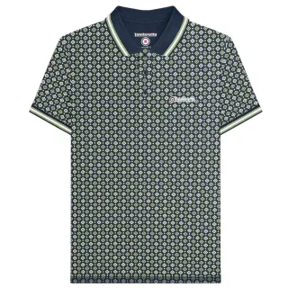 Lambretta Herren Geometrisches Big & Tall Poloshirt (Marinegrün/Basilikum)