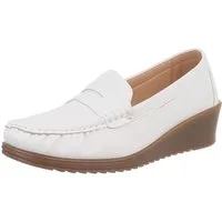 Ital-Design Elegante Slipper für Komfort und Stil Slipper (89091994) Keilabsatz/Wedge Mokassins in Weiß
