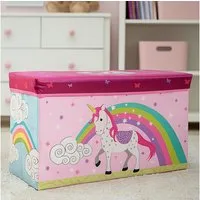 Koopman Aufbewahrungsbox Spielzeugkiste Sitzkiste Rosa Einhorn 60L (Stück, 1 St., Packung), Mädchen, gepolsterter Deckel, Aufbewahrungskiste, Sitzfunktion