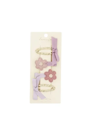 Leevje Haarspangen 'lilac flower and bow clips'