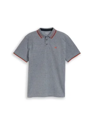 Tom Tailor - Piqué Poloshirt mit Logo-Print navy white two tone pique - Gr. - L