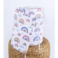 Loolay Bettnestchen REGENBOGEN Baumwolle Atmungsaktives Babybett Bunt BETTUMRANDUNG, (Bett 140x70cm - 420, 210 cm, 120x60cm - 360, 180 cm, Babyaussttatung Umrandung Kopfschutz Kantenschutz Bettschlange), Super PREMIUM Baby GESCHENK! 100% Natural Baum