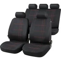 CarComfort Autositzbezug Autositzbezug Nashville schwarz, 2 Vordersitzbezüge 2tlg, 1 Rücksitzbezug 5tlg, 5 Kopfstützenbezüge, 14-tlg.