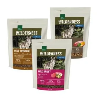 REAL NATURE WILDERNESS Trockenfutter Hund, Adult 3x1 kg Probierpaket 4, Wild Valley, Pferd und Rind