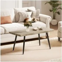 HOMCOM Couchtisch mit Stahlbeine, 4 cm dicker Tischplatte (Kaffeetisch, 1-St., Beistelltisch), für Wohnzimmer, Schlafzimmer, Eiche+Schwarz