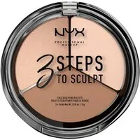 NYX PROFESSIONAL MAKEUP Puder 3 STEPS TO SCULPT, einfaches Contouring und Highlighting, gut verblendbar, cremig.