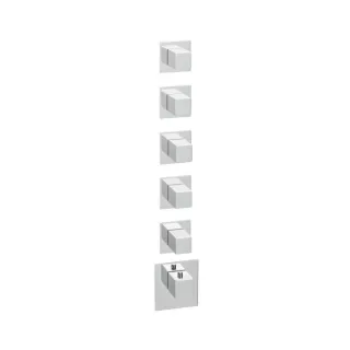 Herzbach Logic XL Fertigmontageset 11.525010.2.01 Universal-Thermostat-Modul, 6 eckige Armaturenblenden, chrom