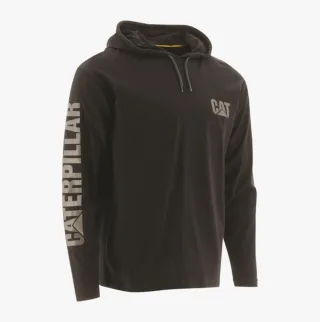 CAT 1510425 Herren Baumwolle Kapuzenlangarmshirt Schwarz