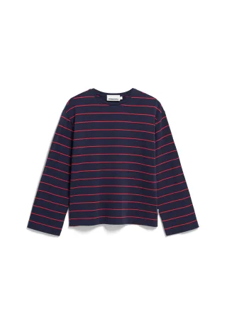 Armedangels - MARYNAA FINE STRIPE LONGSLEEVE tinted navy-candy apple - Gr. - L