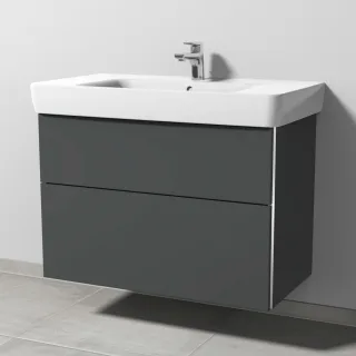 Sanipa 3way Waschtischunterbau zu Geberit Renova Plan Waschtisch mit 2 Auszügen, Anthrazit-Matt BR88022