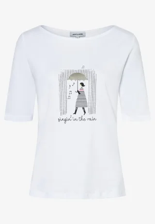 MORE & MORE - T-Shirt mit Frontprint weiß - Gr. - 38