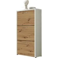 BMG Möbel Schuhkipper Siena (Schuhschrank Schuhregal Schrank Garderobe, 3 Klappen), Metallgriffe, 18 Paar Schuhe