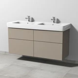 Sanipa 3way Waschtischunterbau zu Geberit Renova Plan Waschtisch mit 4 Auszügen, Sandgrau-Matt SF88267