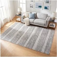 Tribesigns Teppich Waschbarer Kurzflor Teppich, ultradünn, rutschfest, 160 x 230cm, mit Streifen-Design im Landhausstil, für Wohnzimmer