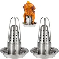 bremermann Hähnchenbräter 2x Hähnchengriller mit Aromabehälter, Hähnchenhalter, Edelstahl, (2-St)
