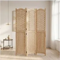 Homestyle4u Paravent Raumteiler Holz Trennwand Natur Sichtschutz Indoor faltbar (3-teilig)
