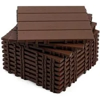 Clanmacy Terrassenplatte 66Stk. Terrassenfliesen Kunststoff-Fliesen Klickfliesen 30x30cm Braun, Kunststoff 30x30