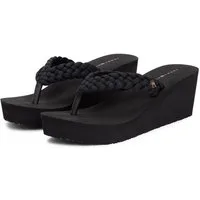 Tommy Hilfiger TH WEDGE BRAIDED SUMMER SANDAL Zehentrenner Keilabsatz, Sommerschuh mit geflochtener Bandage