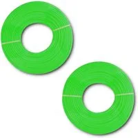 HOOZ Trimmerfaden in versch. Farben - Mähfaden Trimmerschnur für Rasentrimmerspulen, 15 m Länge, 2.4 mm Fadendurchmesser, (Set, 2-St., Grün), Signalfarben