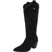 Ital-Design Damen Westernstiefel kniehoch mit Blockabsatz Westernstiefel (92078783) Blockabsatz Stiefel in Schwarz