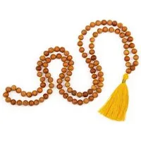 bodhi Perlenkette Mala Yoga Kette mit Sandelholz-Duft, farbige Quaste, 108 Perlen