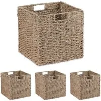 relaxdays Regalkorb Aufbewahrungskorb Seegras im Set (4er Set, 4 St), 4er Pack