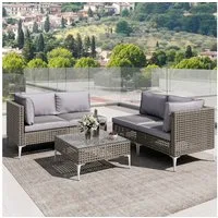 COSTWAY Gartenlounge-Set, (5-tlg), Gartenmöbel Set Outdoor Rattan, mit Kissen