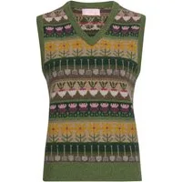 Brigitte von Schönfels Pullunder Jacquard-Pullunder mit Gartenmotiven