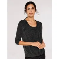 Apricot Wickelshirt Top in Wickeloptik (1-tlg) mit Glitzer