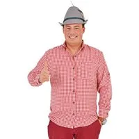 Trachtenland Kostüm Trachtenhemd Herren Anton Rot Weiß Kariert, Oktob