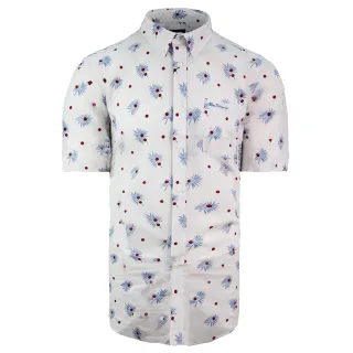 Ben Sherman bedruckte Herren weiße Oxford -Hemd gedruckt