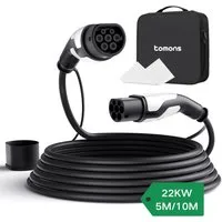 Tomons Typ 2 Ladekabel, 22KW 5M/10M 32A, Ladekabel Elektroauto für EV/PHEV Autoladekabel, (1000 cm), IP55