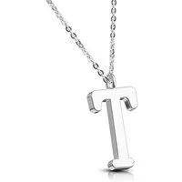 BUNGSA Fingerring T - Kette Buchstaben Anhänger Silber aus Edelstahl Damen T (1-tlg), Halskette Necklace