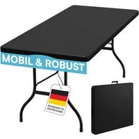 STEELSØN Bierzeltgarnitur Zennar klappbar & wetterfest, (schwarz, Buffettisch Rattanoptik), Gartentisch 180x70 cm, Klapptisch für 8 Personen