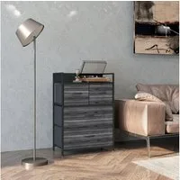 HOMCOM Kommode Ablage Schrank mit Stahlgestell für Schlafzimmer (Aufbewahrungsschrank, 1 St., Sideboard), für Wohnzimmer, Schwarz